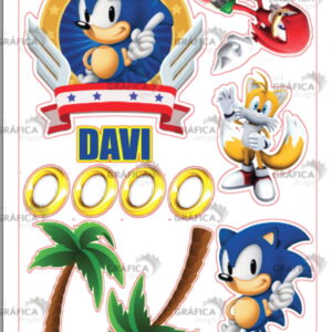 Arquivo Corte Topo de Bolo Sonic + Fonte