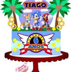 Arquivo Topo de Bolo Sonic + 4 Arquivos a Sua Escolha