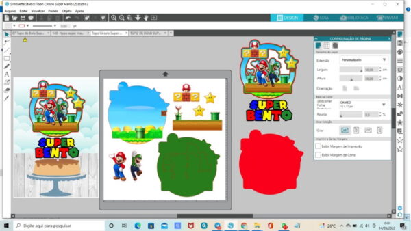 Arquivo Topo de Bolo Super Mario + 4 Arquivos a Sua Escolha