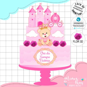 Arquivo Corte: Topo de Bolo Ursinha Princesa 001