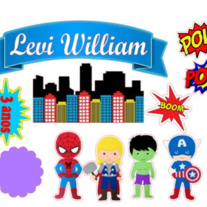 Arquivo Topo de Bolo Vingadores + 4 Arquivos a Sua Escolha