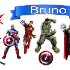 Arquivo Topo de Bolo Vingadores + 4 Arquivos a Sua Escolha