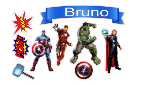 Arquivo Topo de Bolo Vingadores + 4 Arquivos a Sua Escolha