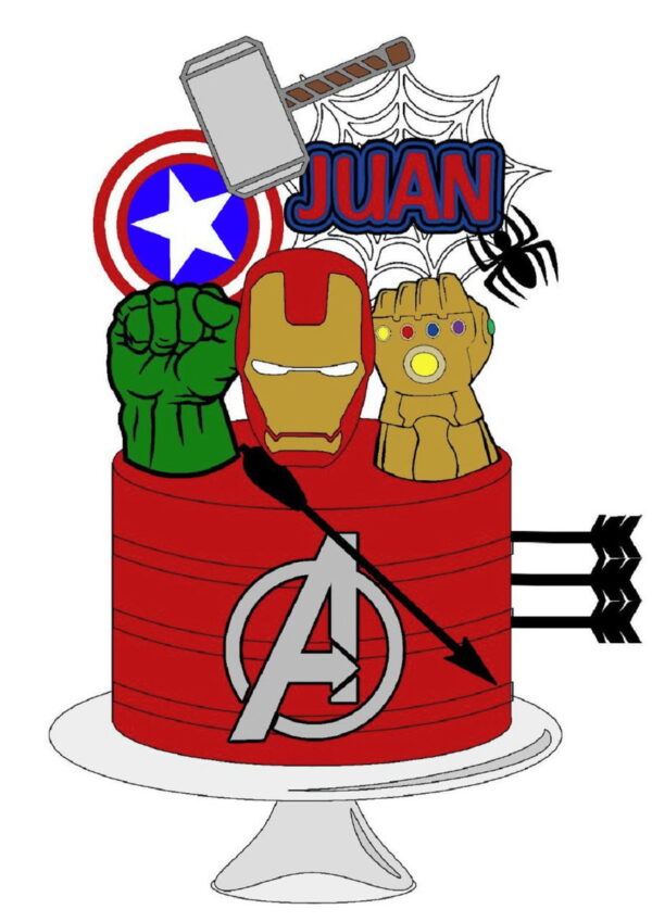 Arquivo Corte Topo de Bolo Vingadores + 4 Arquivos a Sua Esc