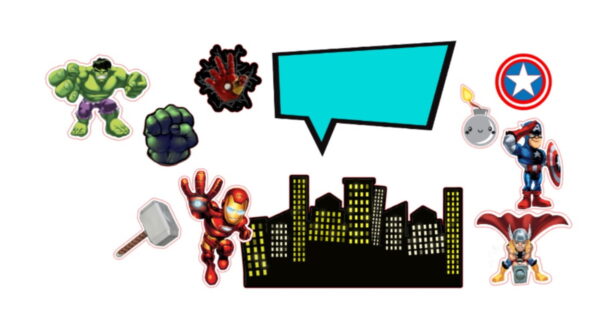 Arquivo Topo de Bolo Vingadores + 4 Arquivos a Sua Escolha