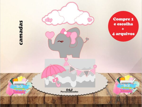 Arquivo Corte - Topo Elefante Nuvens-cod.1092