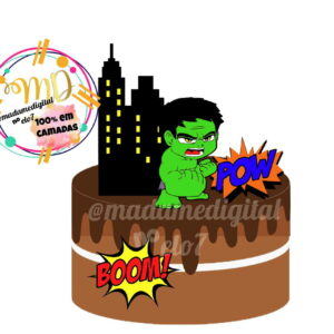 Kit com 5 arquivos de corte:01-HULK TOPO (100% em camadas)