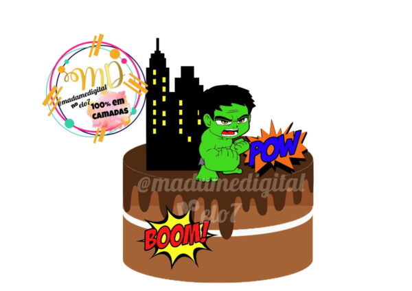 Kit com 5 arquivos de corte:01-HULK TOPO (100% em camadas)