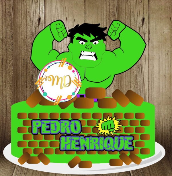 Kit com 5 arquivos de corte: 02-HULK TOPO DE BOLO
