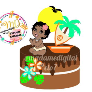 Kit com 5 arquivos de corte: 01-MOANA TOPO DE BOLO (CAMADAS)