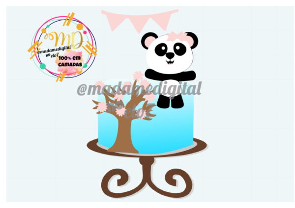 Kit com 5 arquivos de corte:01-PANDA TOPO DE BOLO (camadas)