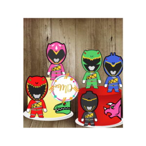 Kit com 5 arquivos de corte 01-POWER RANGERS TOPO DE BOLO CA