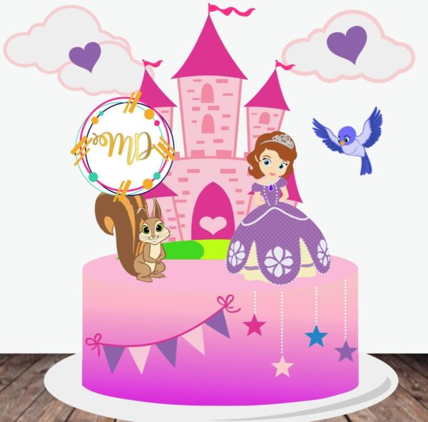 Kit com 5 arquivos de corte: 01-PRINCESA SOFIA TOPO CAMADAS
