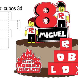 Kit com 5 arquivos de corte 01-ROBLOX TOPO DE BOLO CAMADAS