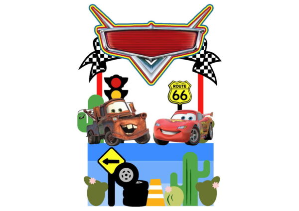 Kit com 5 arquivos de corte: 02-CARROS TOPO DE BOLO
