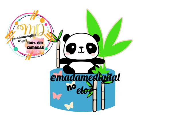 Kit com 5 arquivos de corte:02-PANDA TOPO DE BOLO (camadas)