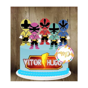 Kit com 5 arquivos de corte 02-POWER RANGERS TOPO DE BOLO CA