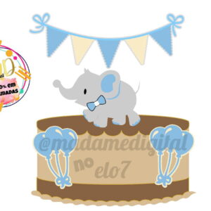 Kit com 5 arquivos de corte:03-ELEFANTE TOPO DE BOLO camadas
