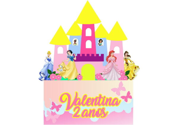 Kit com 5 arquivos de corte: 03-PRINCESAS TOPO DE BOLO