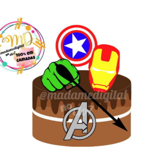 Kit com 5 arquivos de corte: 03-VINGADORES TOPO (CAMADAS)