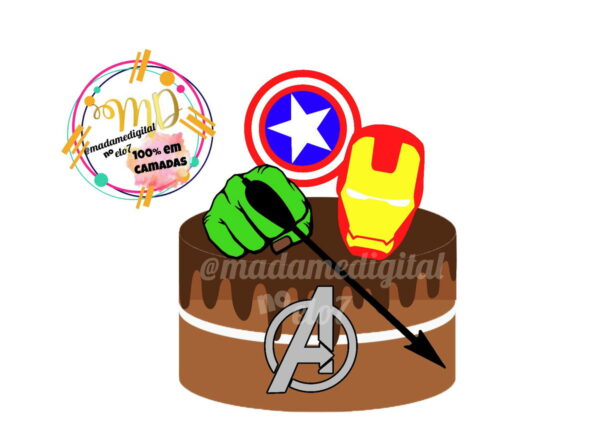 Kit com 5 arquivos de corte: 03-VINGADORES TOPO (CAMADAS)
