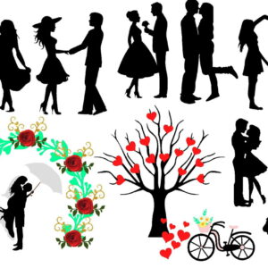 Kit com 5 arquivos de corte 04- CASAMENTO TOPO DE BOLO