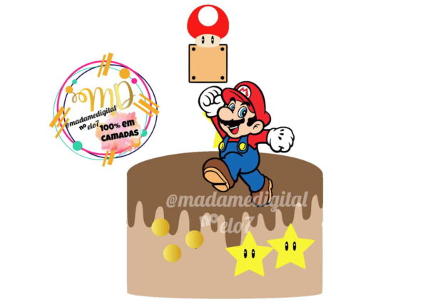 Kit com 5 arquivos de corte: 05-SUPER MARIO (camadas)