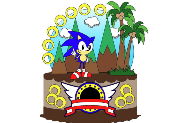 Kit com 5 arquivos de corte 07-SONIC TOPO DE BOLO EM CAMADAS