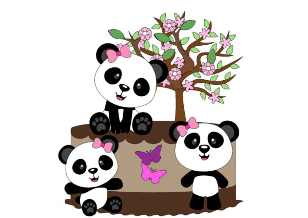 Kit com 5 arquivos de corte 09-PANDA TOPO DE BOLO EM CAMADAS