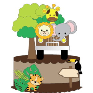 Kit com 5 arquivos de corte 10-SAFARI TOPO DE BOLO CAMADAS