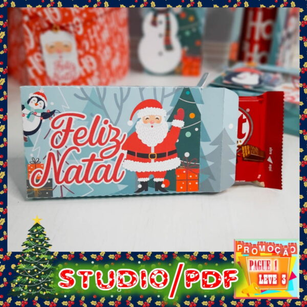Arquivo de corte Caixa porta kit kat Natal