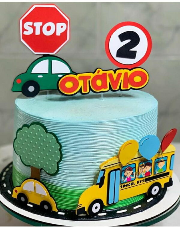 Arquivo de Corte Carros Topo de Bolo Cod 02 Ônibus Escolar