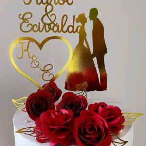 Arquivo de Corte Topo Casamento c/ Flores Vermelha