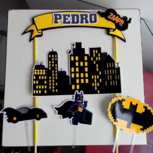 Arquivo de Corte Digital Topo de Bolo Batman Lego e Cone