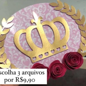 ARQUIVO DE CORTE DIGITAL - TOPO DE BOLO COROA PRINCESA