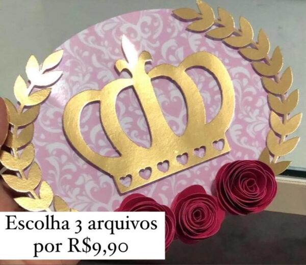ARQUIVO DE CORTE DIGITAL - TOPO DE BOLO COROA PRINCESA