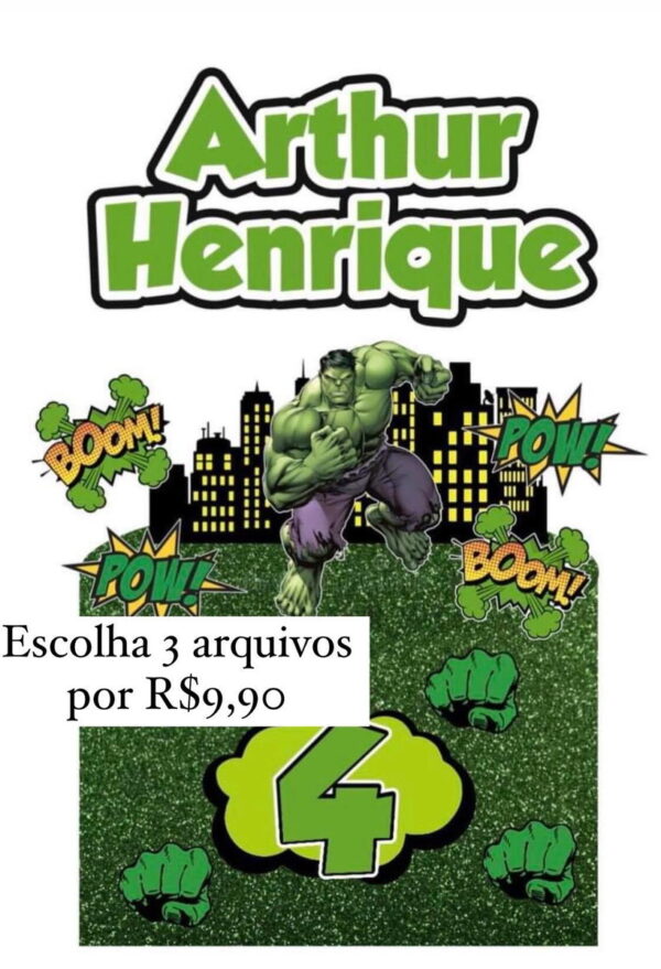 ARQUIVO DE CORTE DIGITAL - TOPO DE BOLO HULK