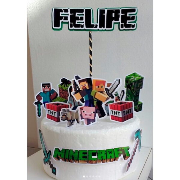Arquivo de Corte Digital Topo de Bolo Minecraft + BRINDE