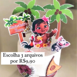 ARQUIVO DE CORTE DIGITAL - TOPO DE BOLO MOANA BABY