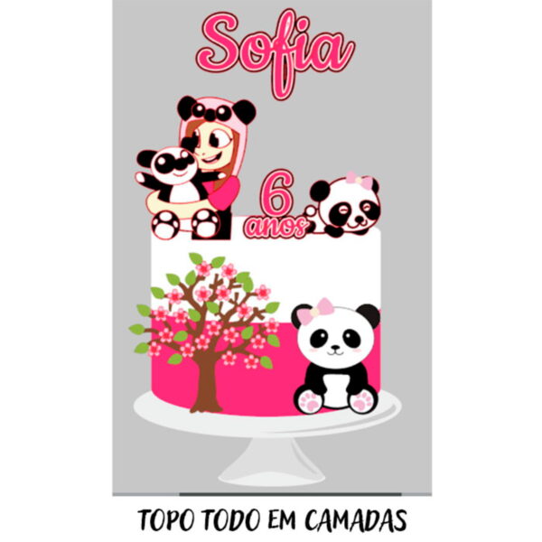 Arquivo de Corte Digital Topo de Bolo Panda Natasha + BRINDE - Imagem 2