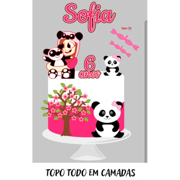 Arquivo de Corte Digital Topo de Bolo Panda Natasha + BRINDE - Imagem 3