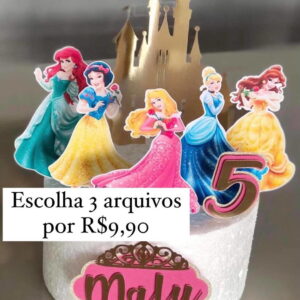 ARQUIVO DE CORTE DIGITAL - TOPO DE BOLO PRINCESAS