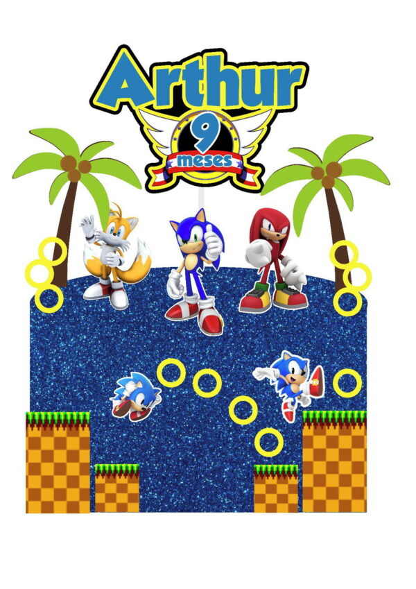 Arquivo de Corte Digital - Topo de Bolo Sonic - Imagem 2
