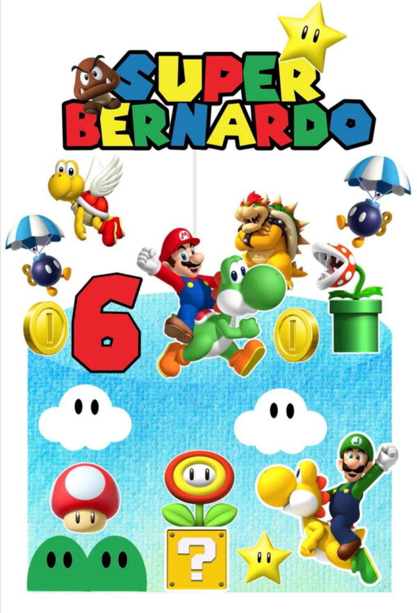 4 Arquivos de Corte Digital - Topo de Bolo Super Mario - Image 2