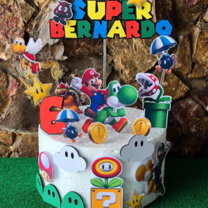 4 Arquivos de Corte Digital - Topo de Bolo Super Mario