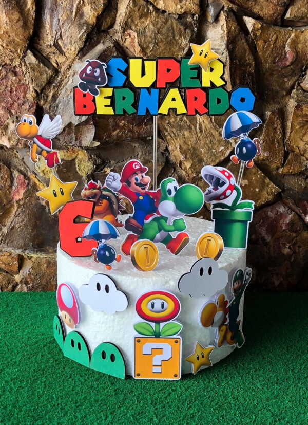 4 Arquivos de Corte Digital - Topo de Bolo Super Mario