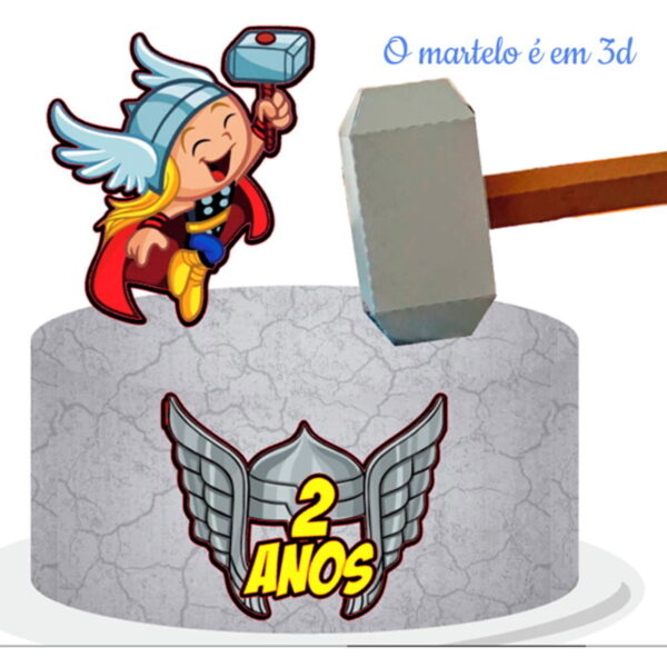 Arquivo de Corte Digital Topo de Bolo Thor + BRINDE - Image 2