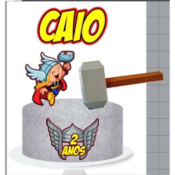Arquivo de Corte Digital Topo de Bolo Thor + BRINDE - Image 3