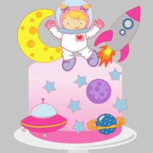 Arquivo De Corte Em Camadas Topo De Bolo Astronauta Menina