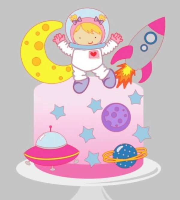 Arquivo De Corte Em Camadas Topo De Bolo Astronauta Menina